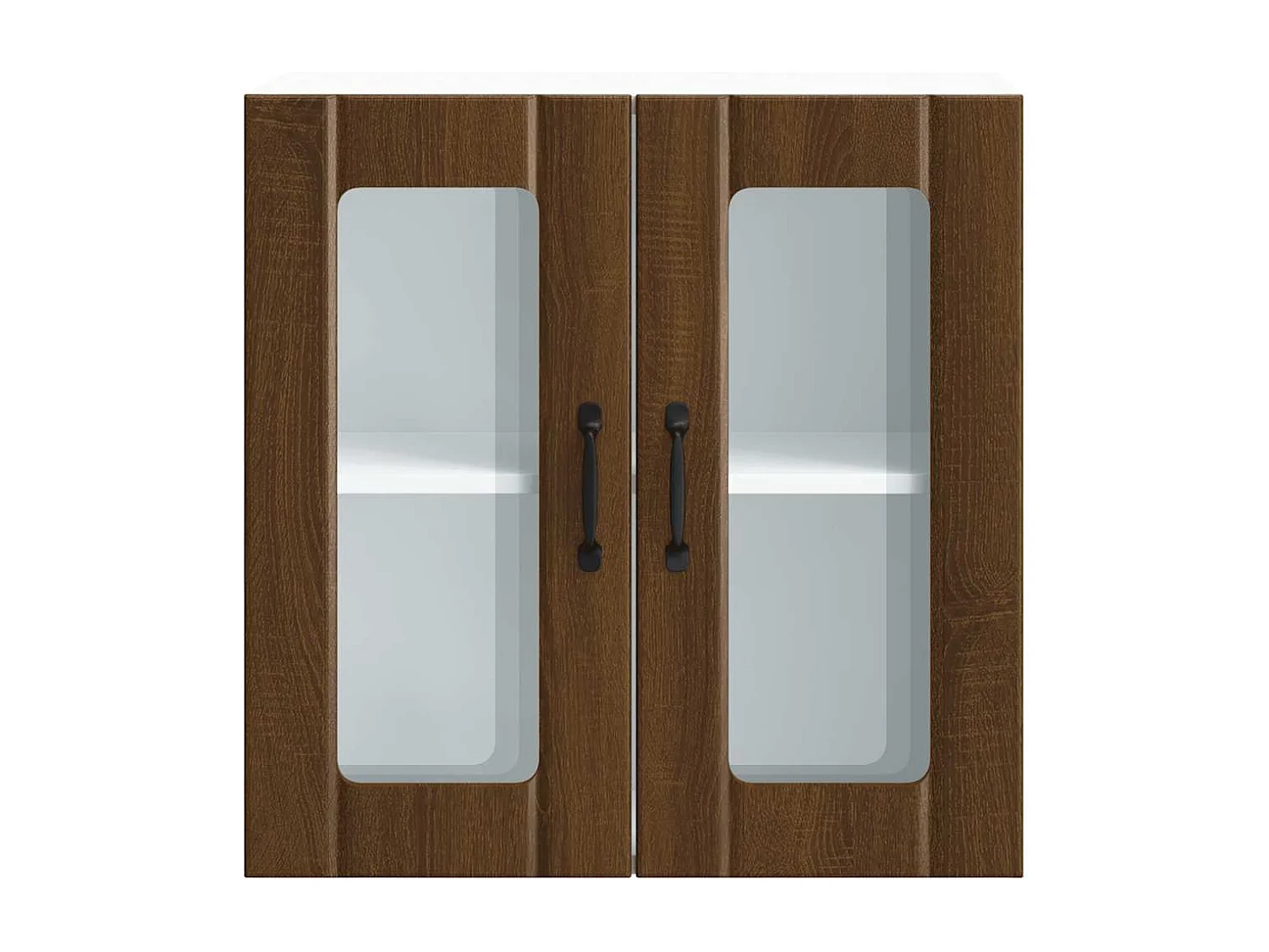 Armoire murale de cuisine et porte en verre Lucca chêne marron