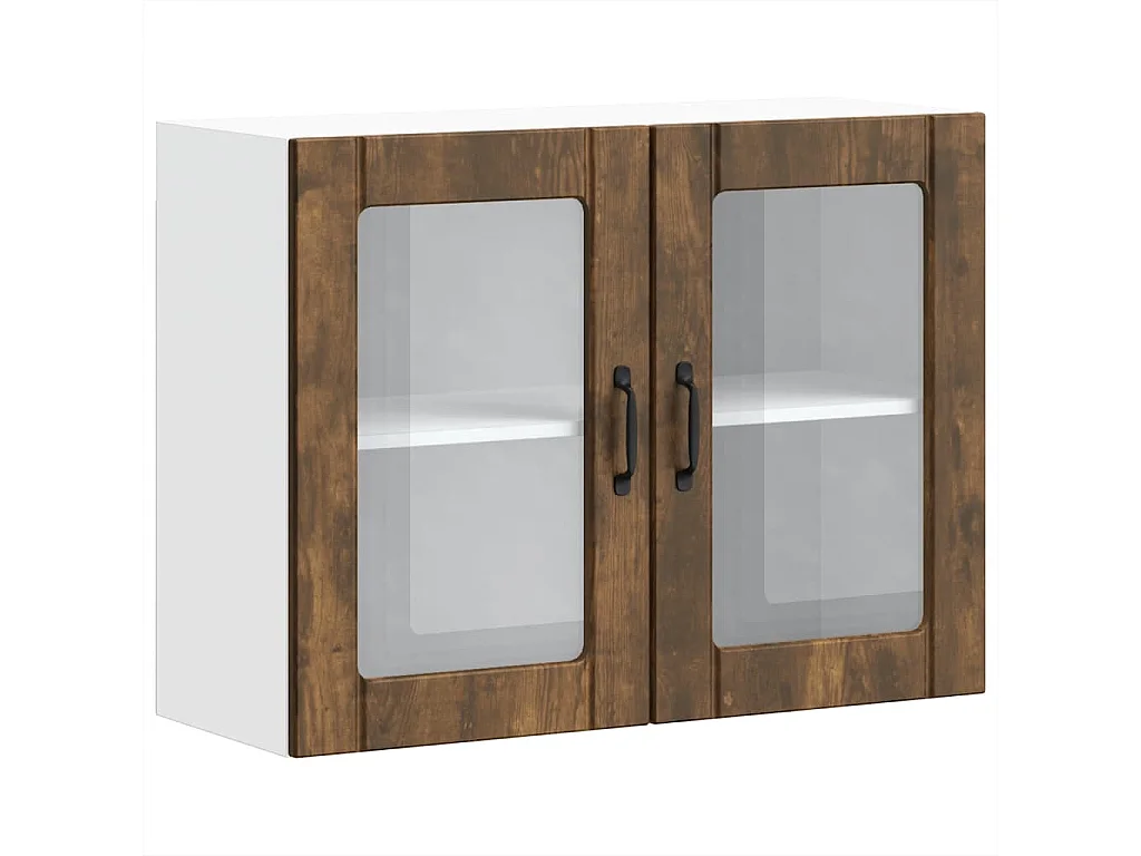 Armoire murale de cuisine avec porte vitrée "Lucca" Chêne fumé Bois d'ingénierie