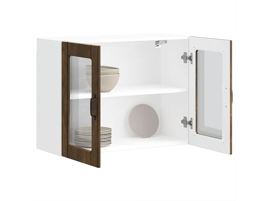 Armoire murale de cuisine avec porte vitrée "Lucca" Chêne fumé Bois d'ingénierie