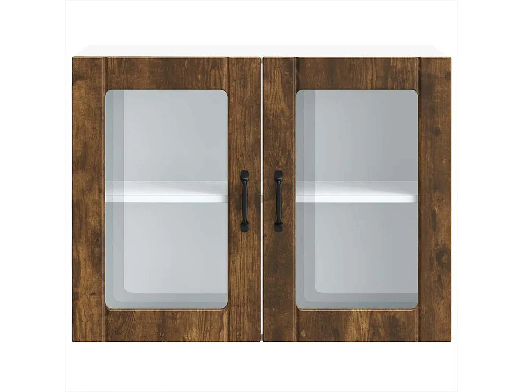 Armoire murale de cuisine avec porte vitrée "Lucca" Chêne fumé Bois d'ingénierie