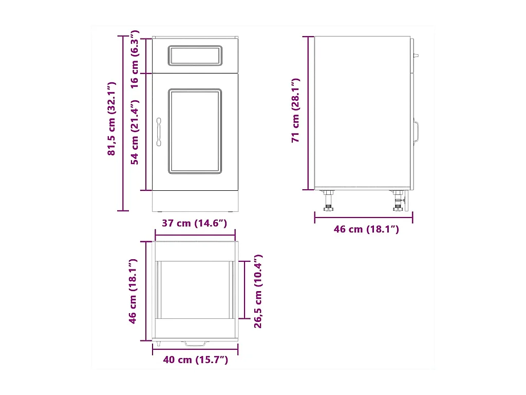 Base da Cucina Kalmar Grigio Cemento in Legno Multistrato