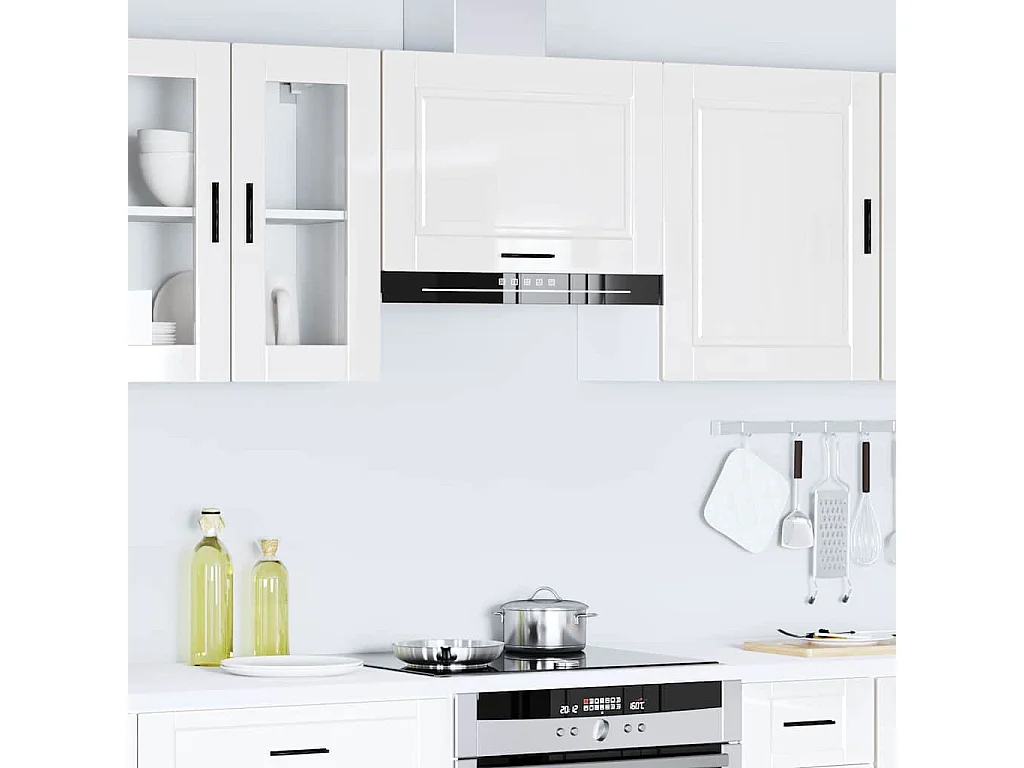 Armoire murale de cuisine Porto blanc brillant bois ingénierie