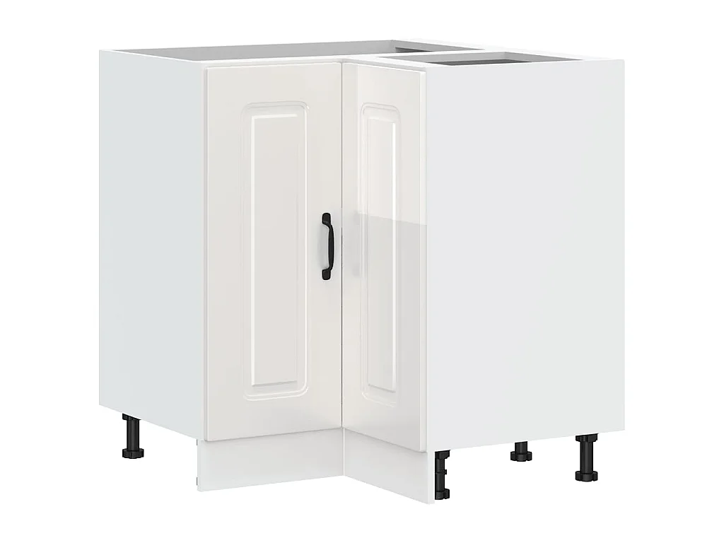 Mueble cocina esquina Kalmar madera ingeniería blanco brillante