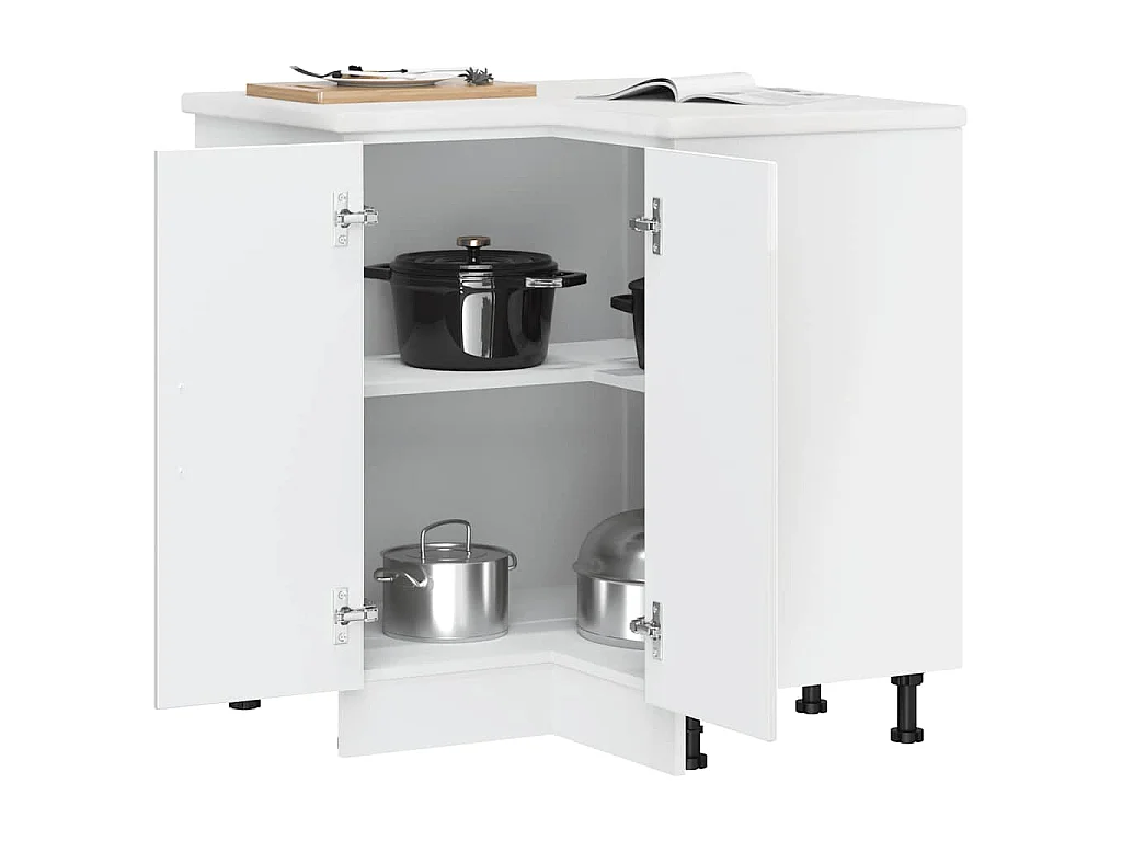 Mueble cocina esquina Kalmar madera ingeniería blanco brillante
