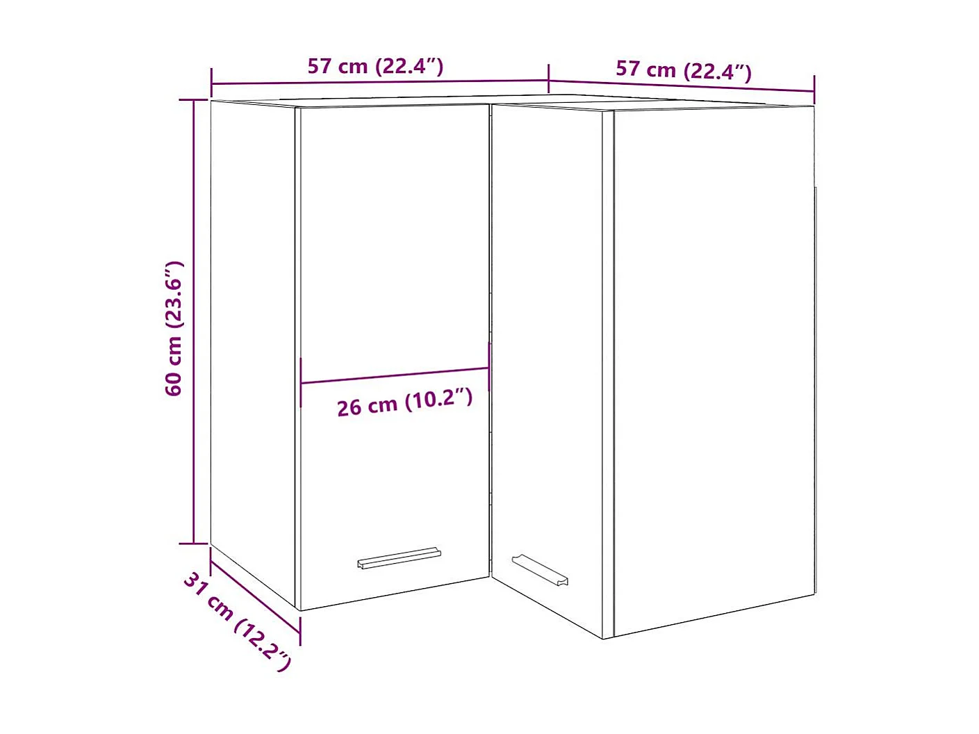 Eck-Hängeschrank Lyon Artisan-Eiche 57x57x60 cm Holzwerkstoff