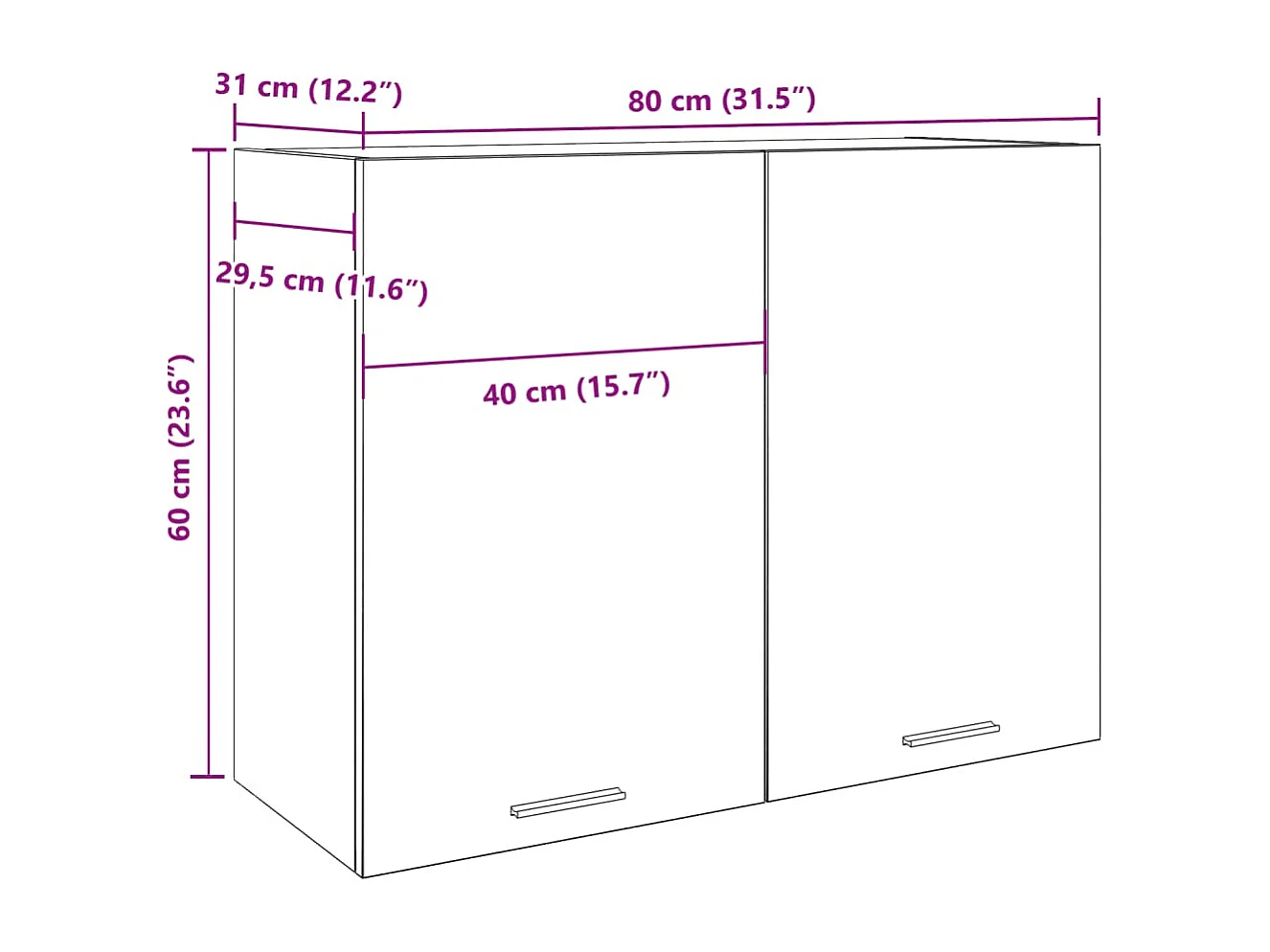 Armoire suspendue "Lyon" Bois ancien 80 x 31 x 60 cm Bois d'ingénierie