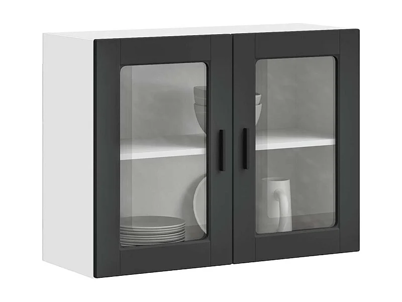 Armoire murale de cuisine avec porte en verre Porto noir