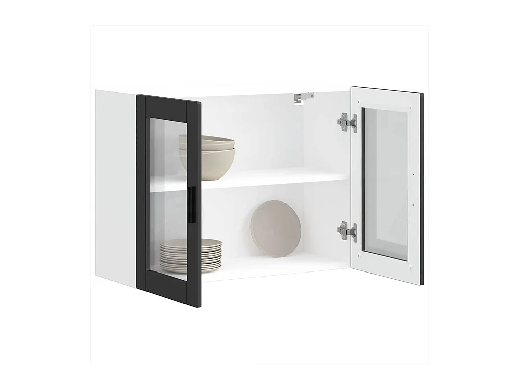 Keukenwandkast met glazen deur Porto zwart