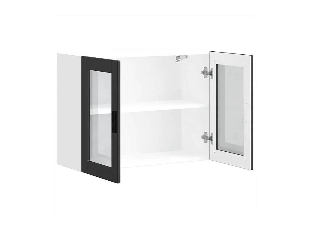 Keukenwandkast met glazen deur Porto zwart