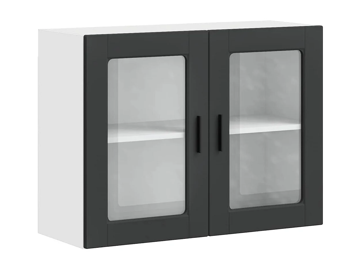 Armoire murale de cuisine avec porte en verre Porto noir