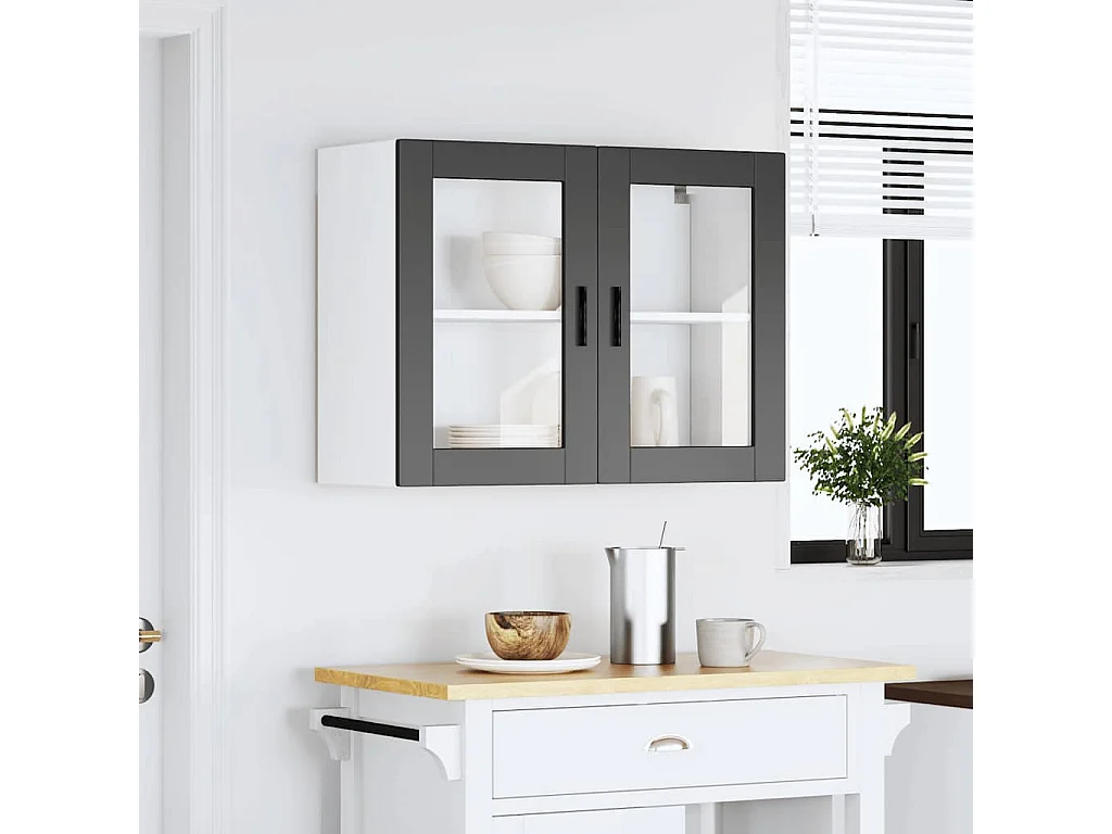 Armoire murale de cuisine avec porte en verre Porto noir