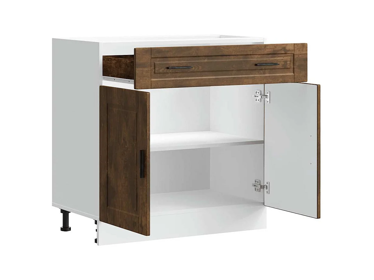 Onderkast "Porto" bewerkt hout gerookt eikenkleurig