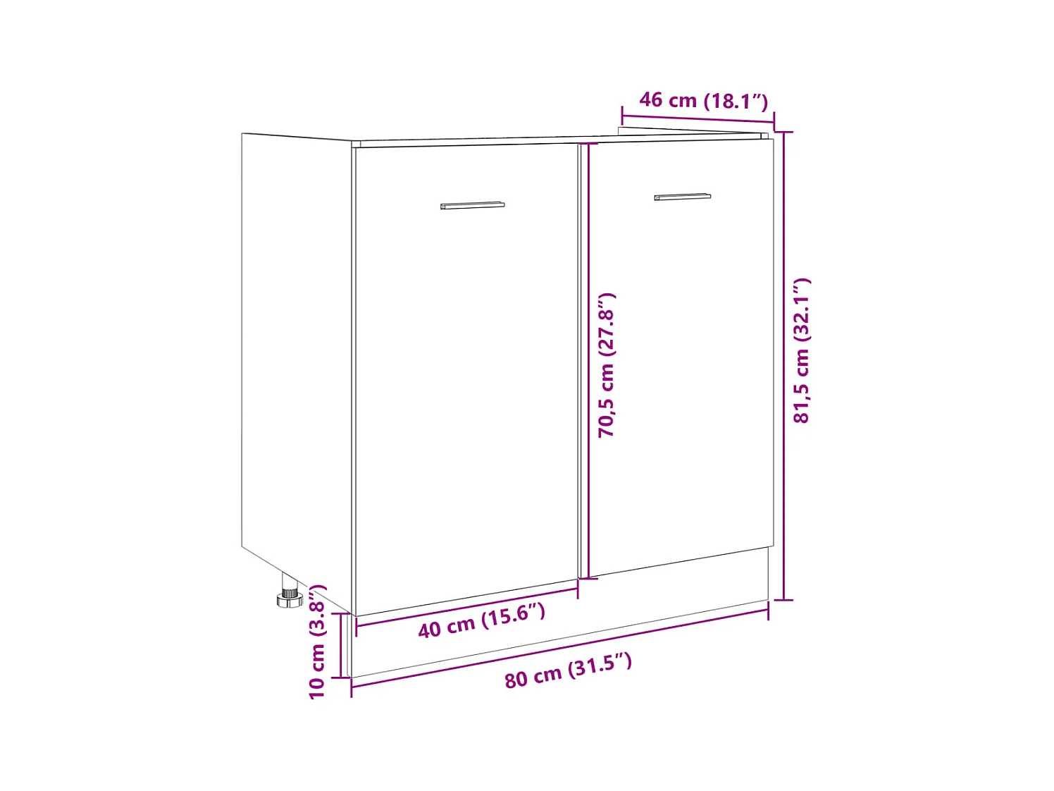 Meuble bas "Lyon" Chêne Sonoma 80 x 46 x 81,5 cm Bois d'ingénierie