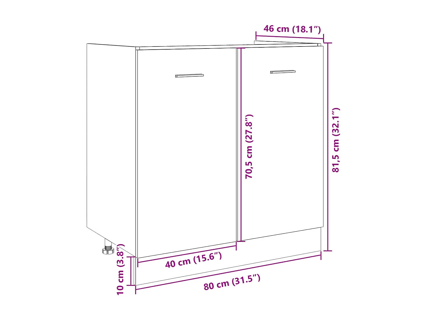 Meuble bas "Lyon" Chêne Sonoma 80 x 46 x 81,5 cm Bois d'ingénierie