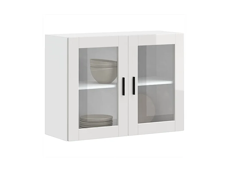 Küchen-Hängeschrank mit Glastür Porto Hochglanz-Weiß