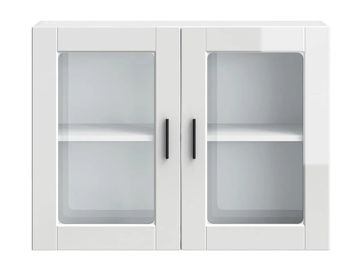 Armoire murale cuisine avec porte en verre Porto blanc brillant
