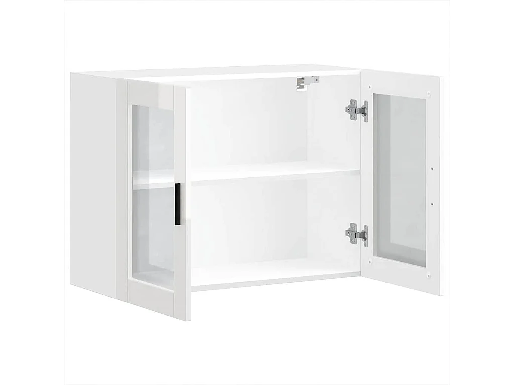 Armoire murale cuisine avec porte en verre Porto blanc brillant