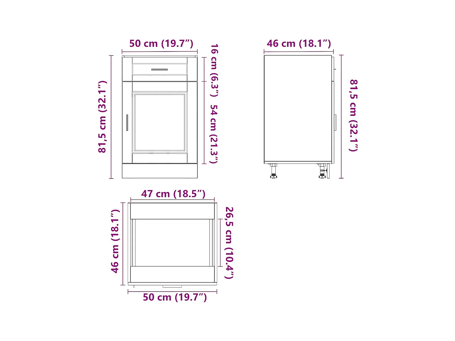 Küchenunterschrank Porto Braun Eichen-Optik Holzwerkstoff