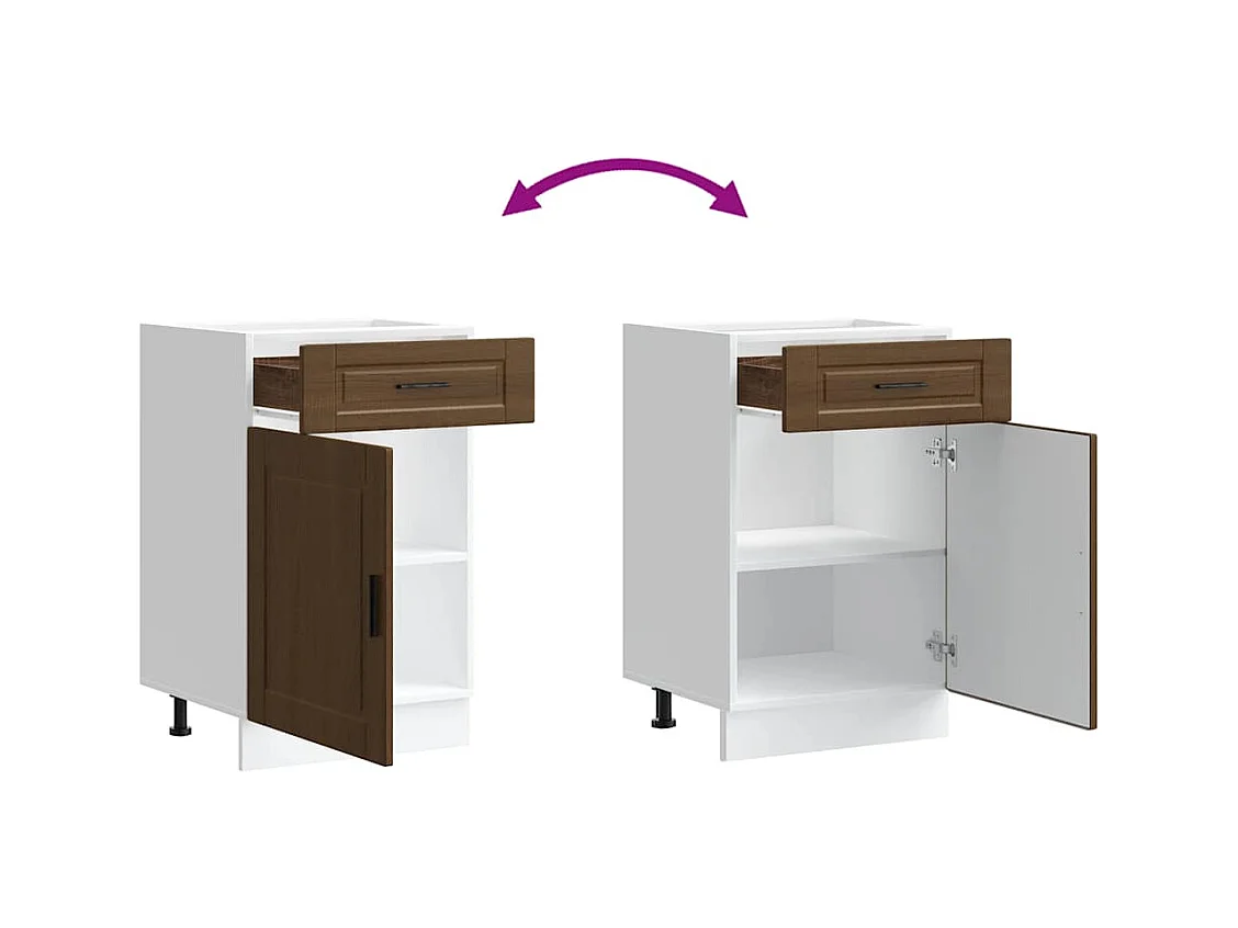 Küchenunterschrank Porto Braun Eichen-Optik Holzwerkstoff