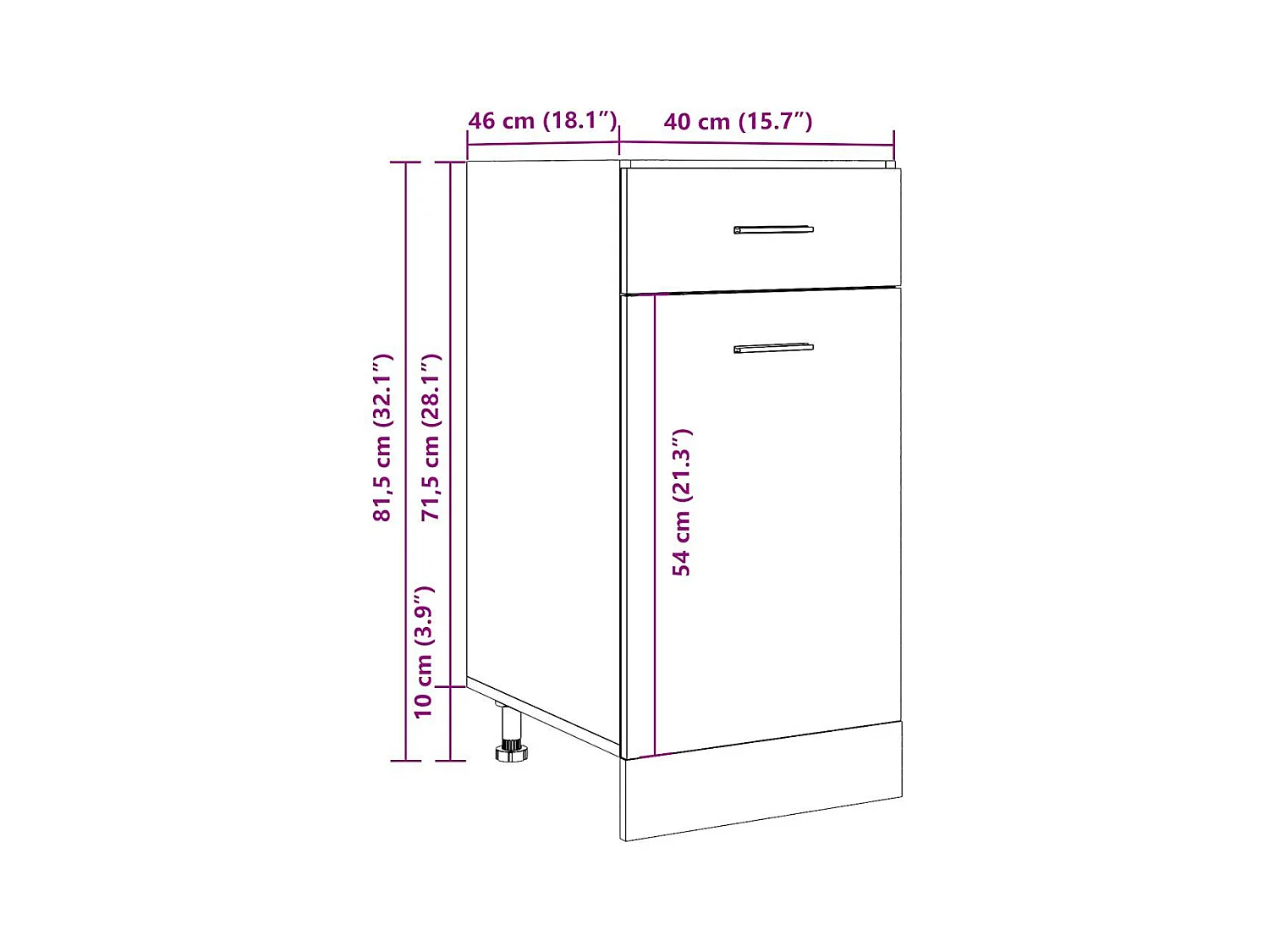 Armoire à tiroirs "Lyon" Bois ancien 40 x 46 x 81,5 cm Bois d'ingénierie