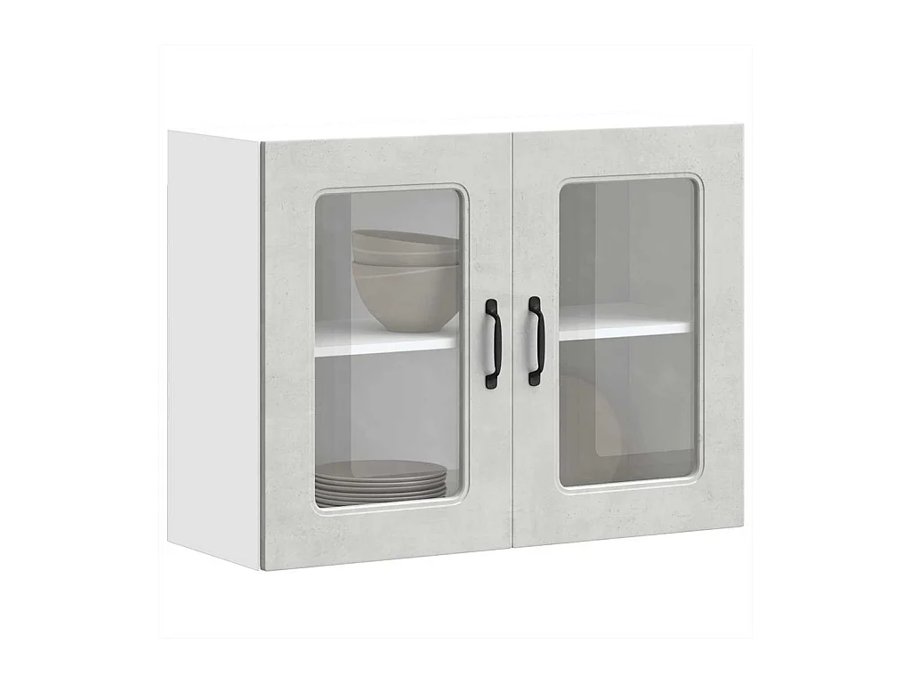 Armoire murale de cuisine avec porte en verre Kalmar gris béton