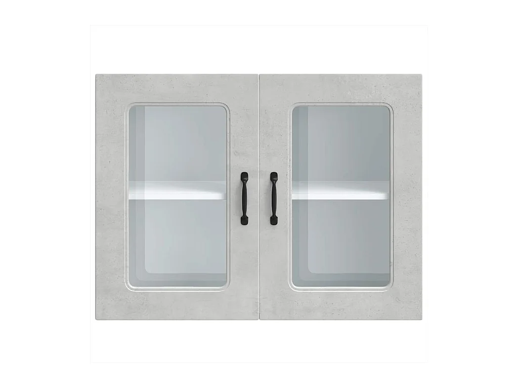 Armoire murale de cuisine avec porte en verre Kalmar gris béton