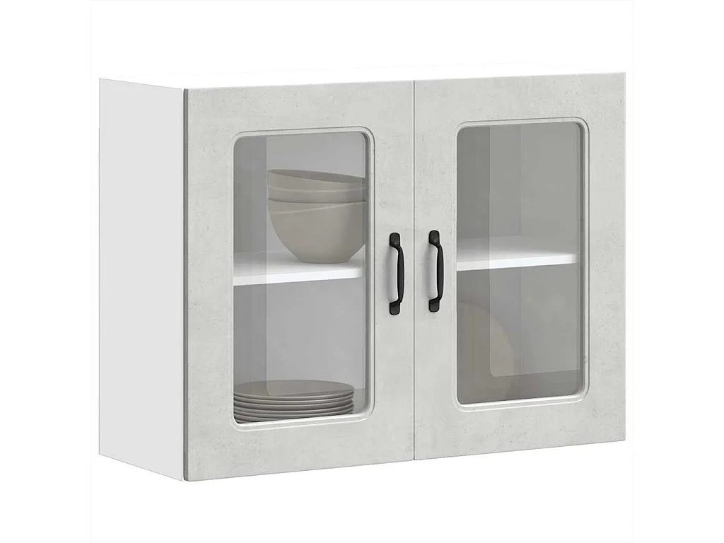 Armario pared cocina puerta de cristal Kalmar gris hormigón