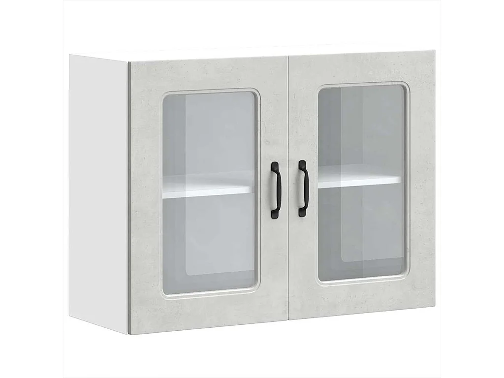 Armoire murale de cuisine avec porte en verre Kalmar gris béton