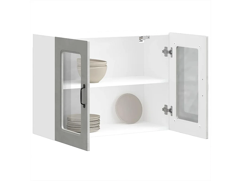 Armoire murale de cuisine avec porte en verre Kalmar gris béton