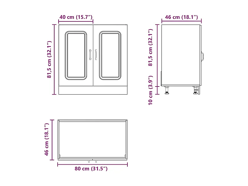 Spoelbakonderkast Kalmar 80x46x81,5 cm hout artisanaal eiken
