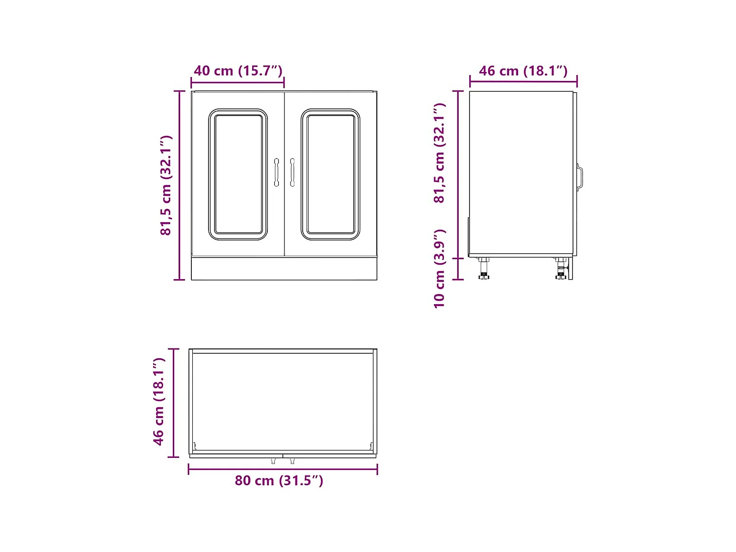 Spoelbakonderkast Kalmar 80x46x81,5 cm hout artisanaal eiken
