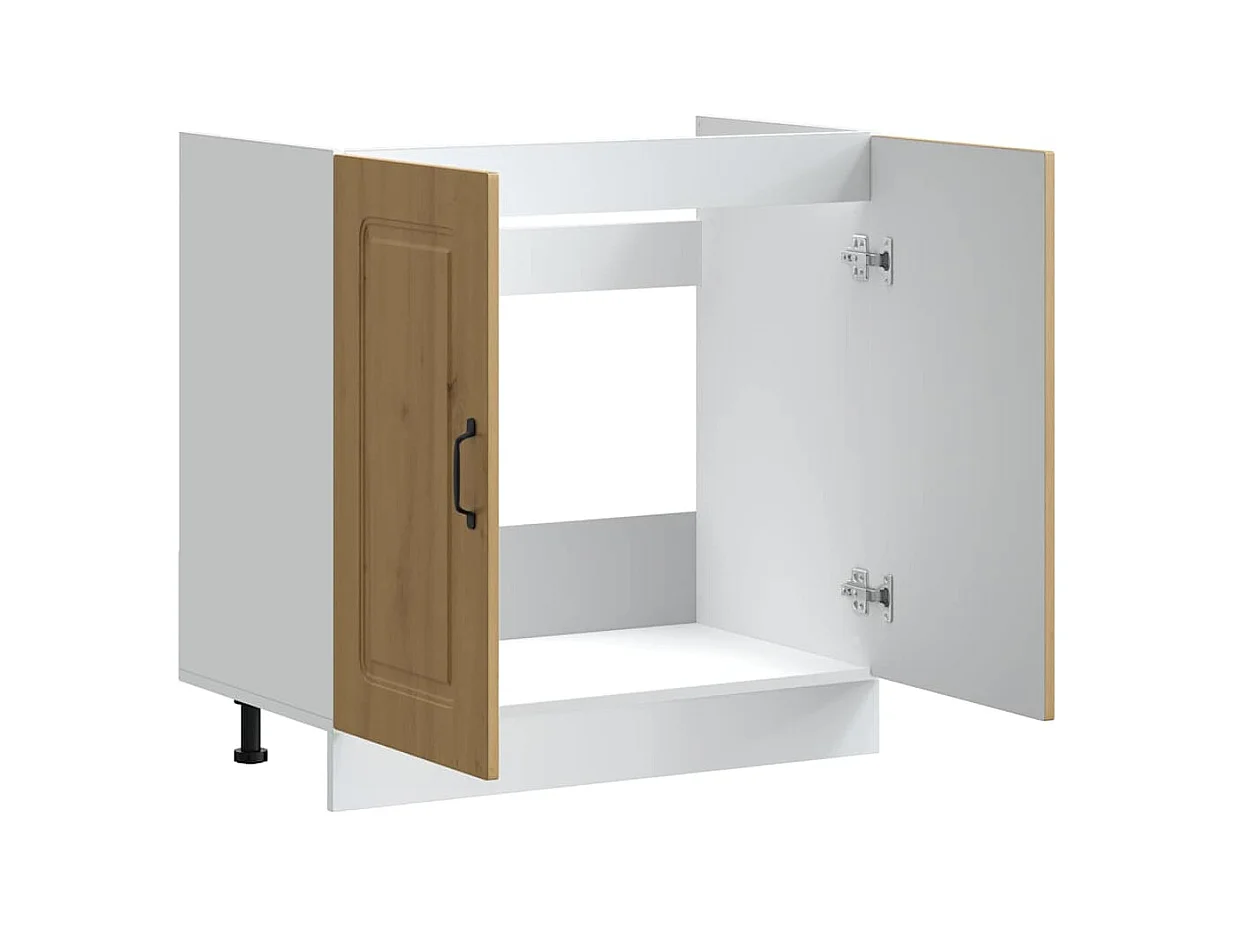 Spoelbakonderkast Kalmar 80x46x81,5 cm hout artisanaal eiken