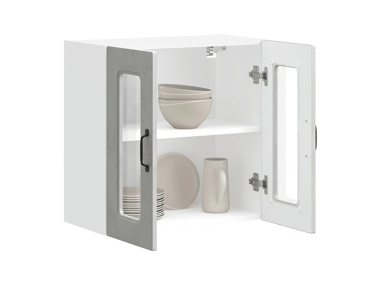 Küchen-Hängeschrank mit Glastür Kalmar Betongrau Holzwerkstoff