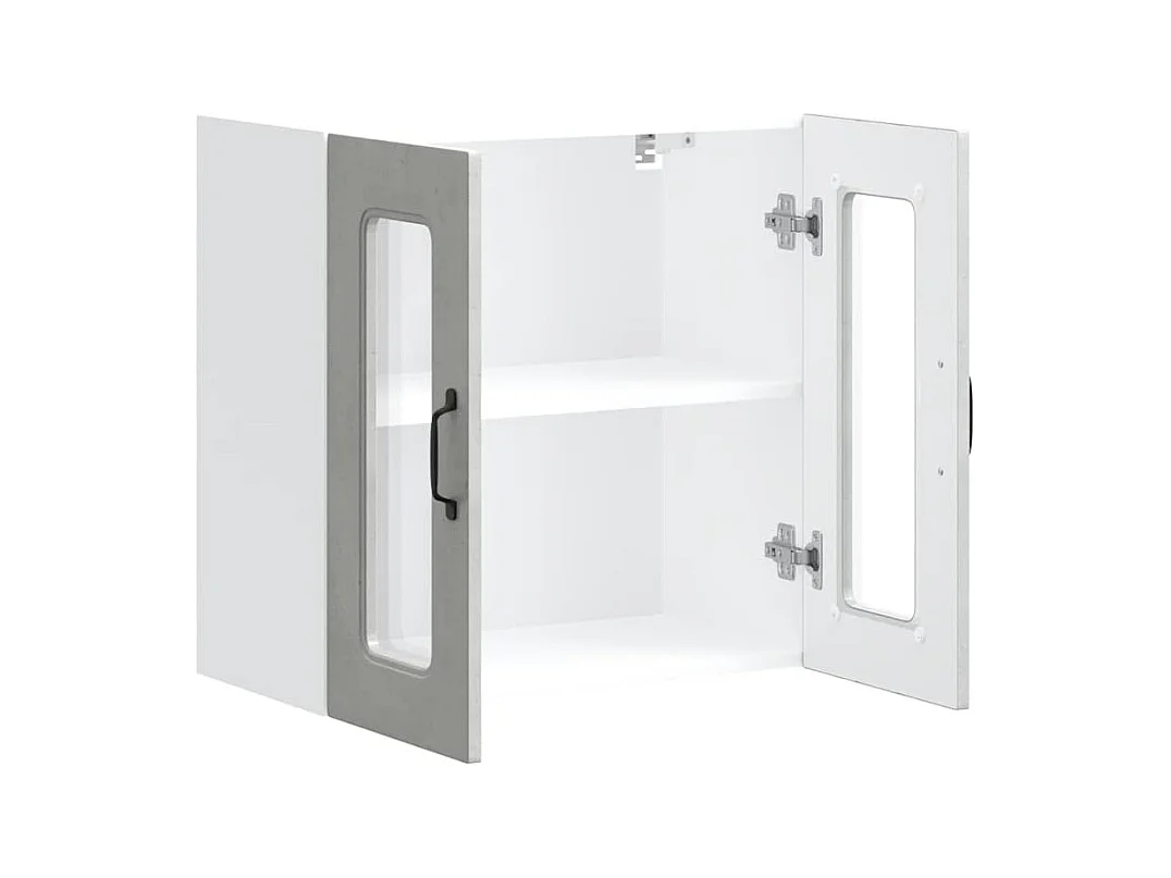 Küchen-Hängeschrank mit Glastür Kalmar Betongrau Holzwerkstoff