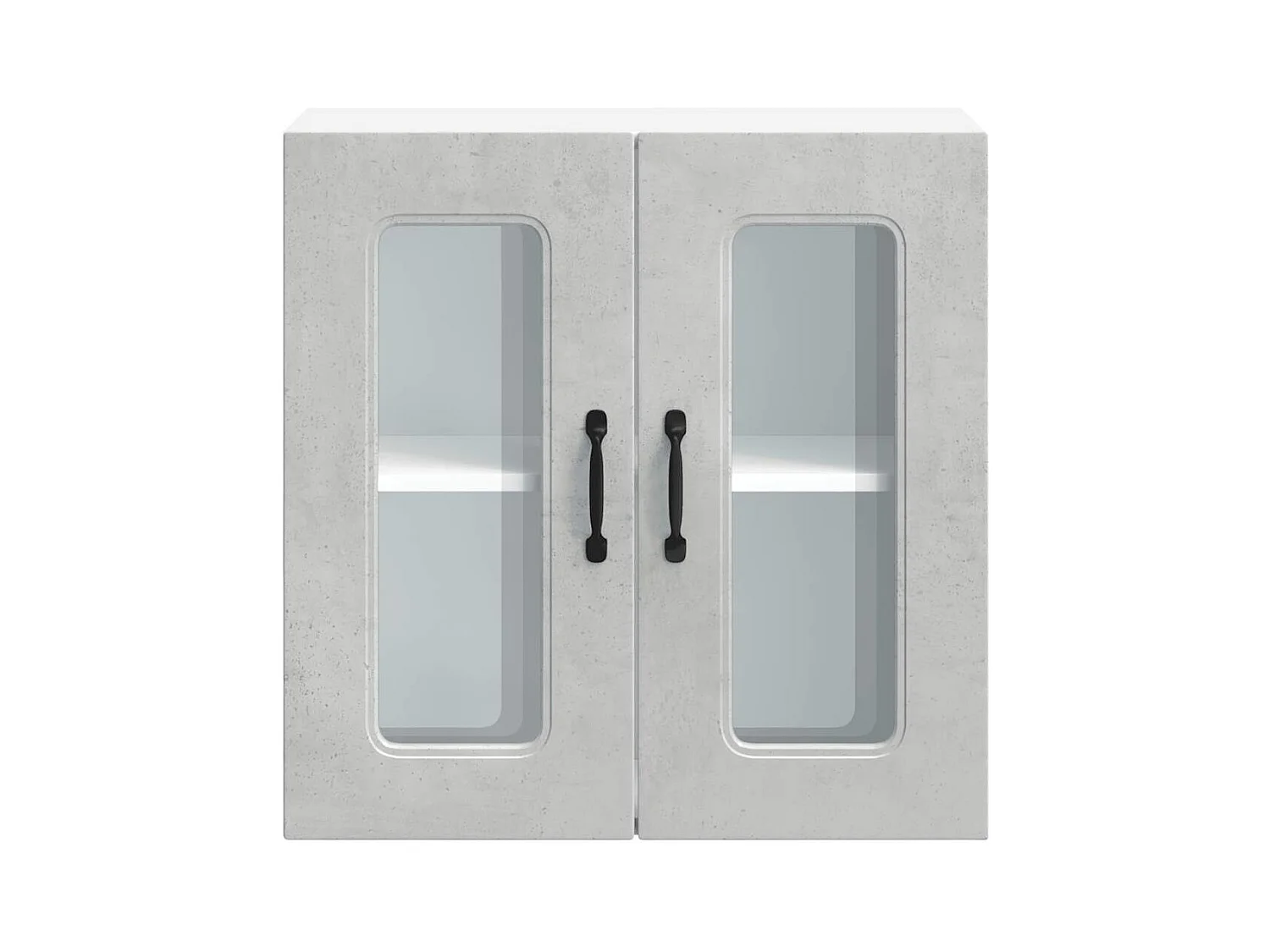 Küchen-Hängeschrank mit Glastür Kalmar Betongrau Holzwerkstoff