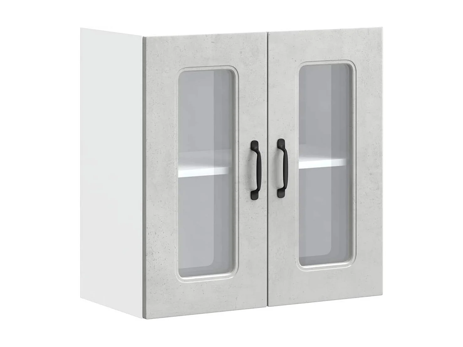 Armoire murale de cuisine avec porte en verre Kalmar gris béton