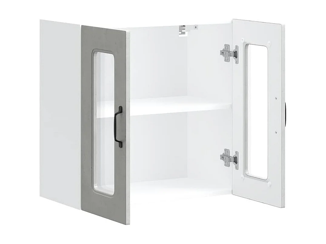 Armoire murale de cuisine avec porte en verre Kalmar gris béton