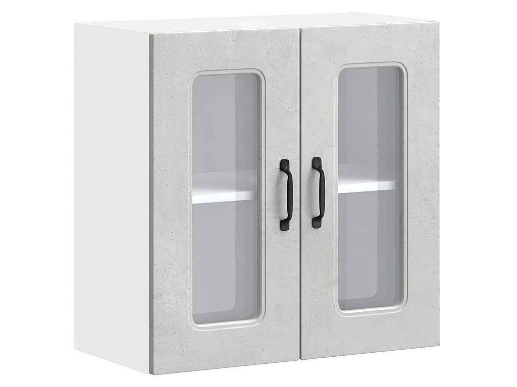 Armoire murale de cuisine avec porte en verre Kalmar gris béton