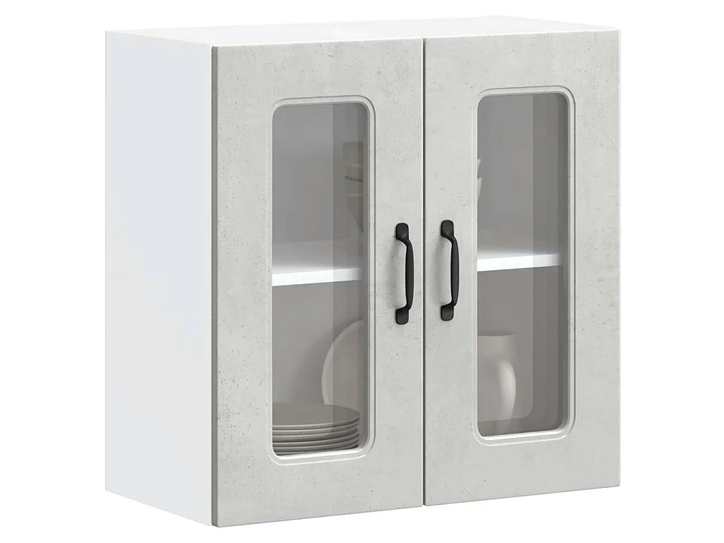 Armoire murale de cuisine avec porte en verre Kalmar gris béton