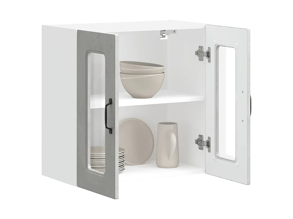 Armoire murale de cuisine avec porte en verre Kalmar gris béton