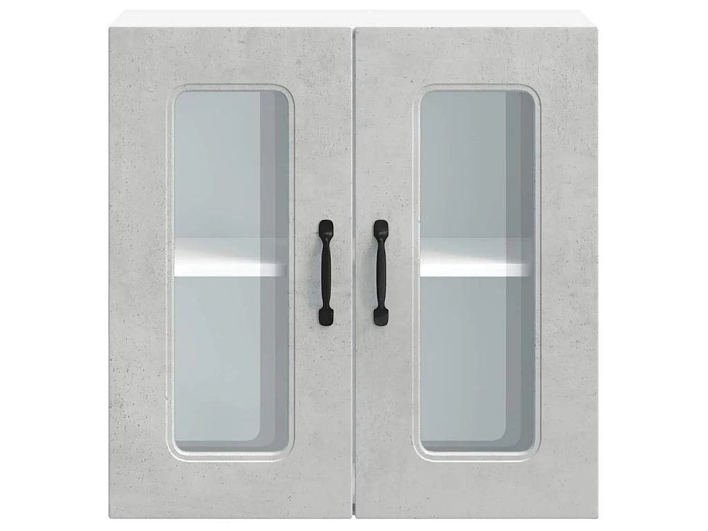 Armoire murale de cuisine avec porte en verre Kalmar gris béton