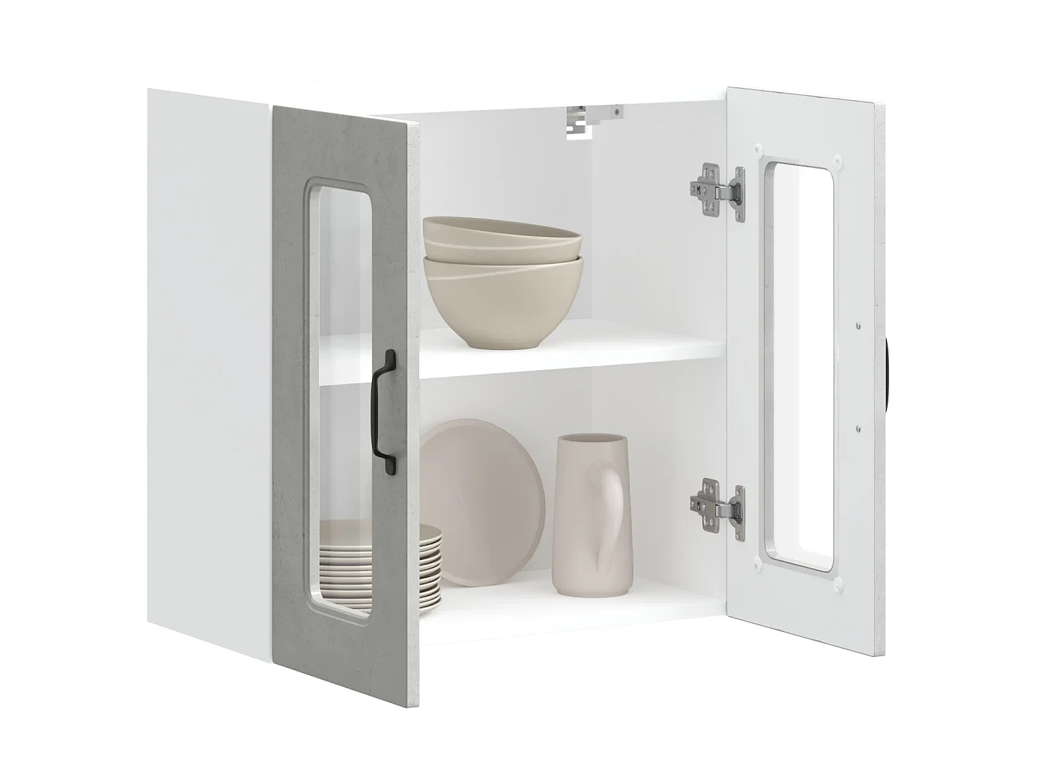 Armoire murale de cuisine avec porte en verre Kalmar gris béton