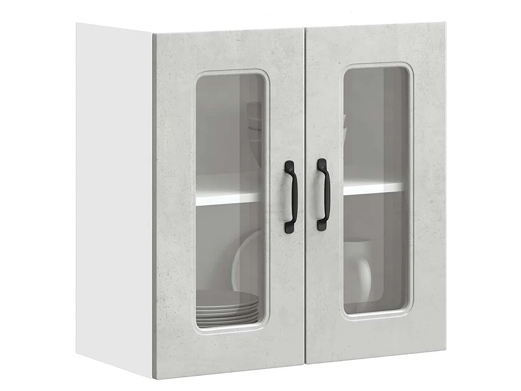 Armoire murale de cuisine avec porte en verre Kalmar gris béton