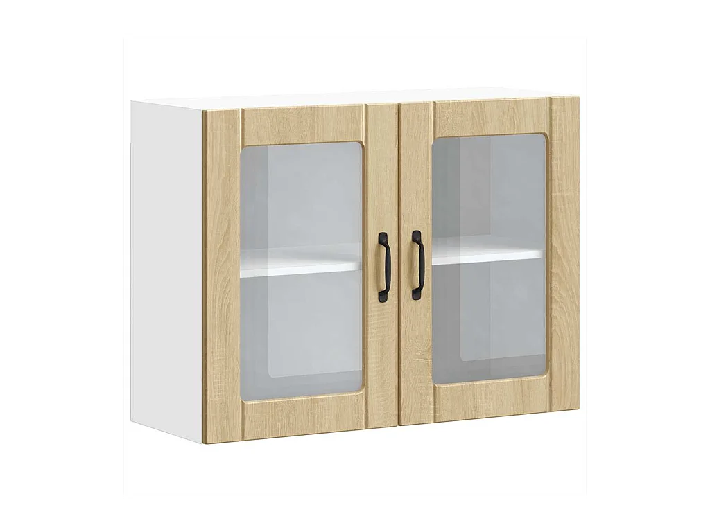 Armoire murale de cuisine avec porte vitrée "Lucca" en chêne Sonoma