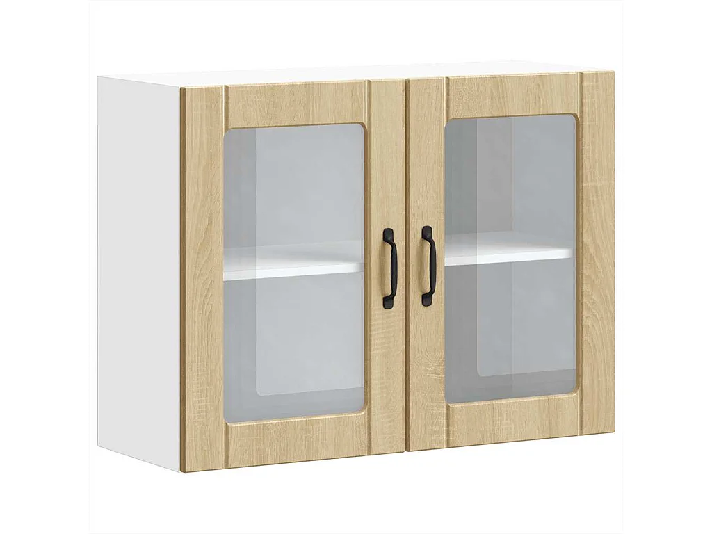 Armoire murale de cuisine avec porte vitrée "Lucca" en chêne Sonoma