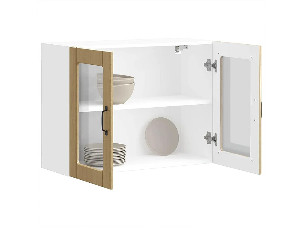 Armoire murale de cuisine avec porte vitrée "Lucca" en chêne Sonoma