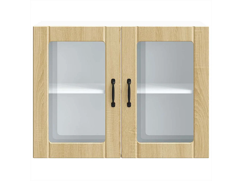 Armario de cocina con puerta de cristal Lucca de roble Sonoma