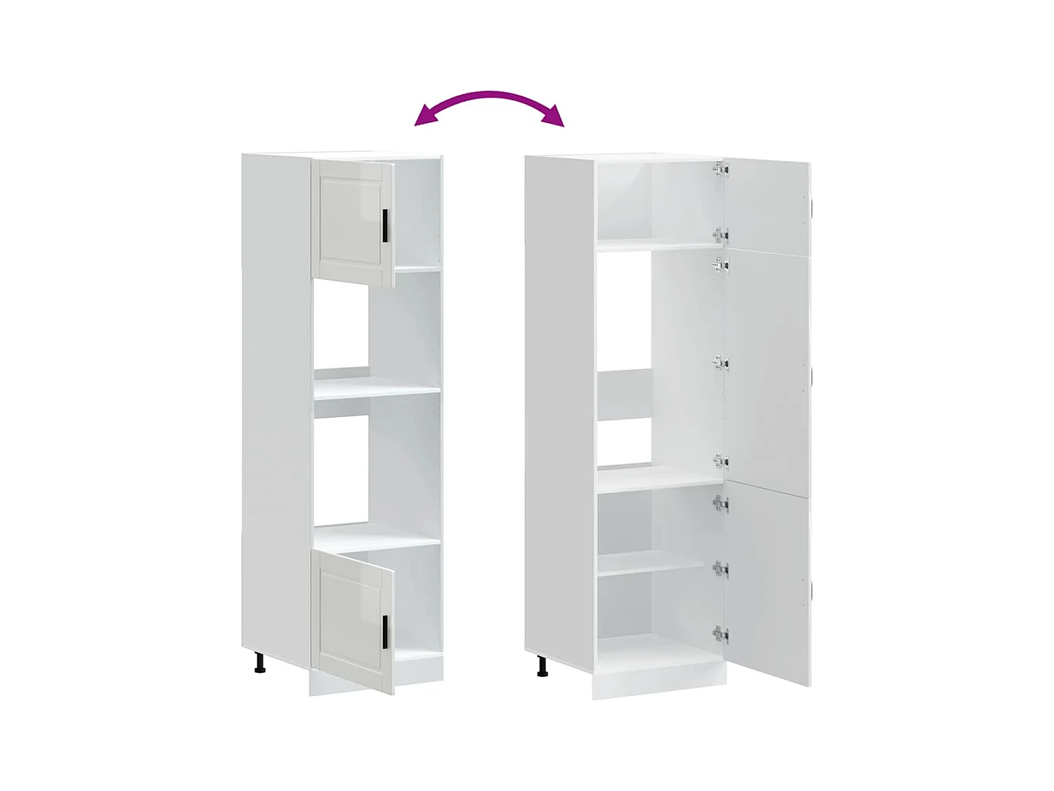 Herdumbauschränke 2 Stk. Porto Hochglanz-Weiß Holzwerkstoff