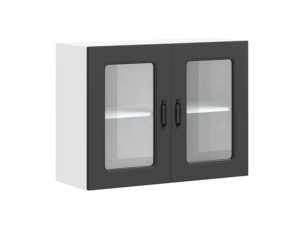 Küchen-Hängeschrank mit Glastür Kalmar Schwarz Holzwerkstoff