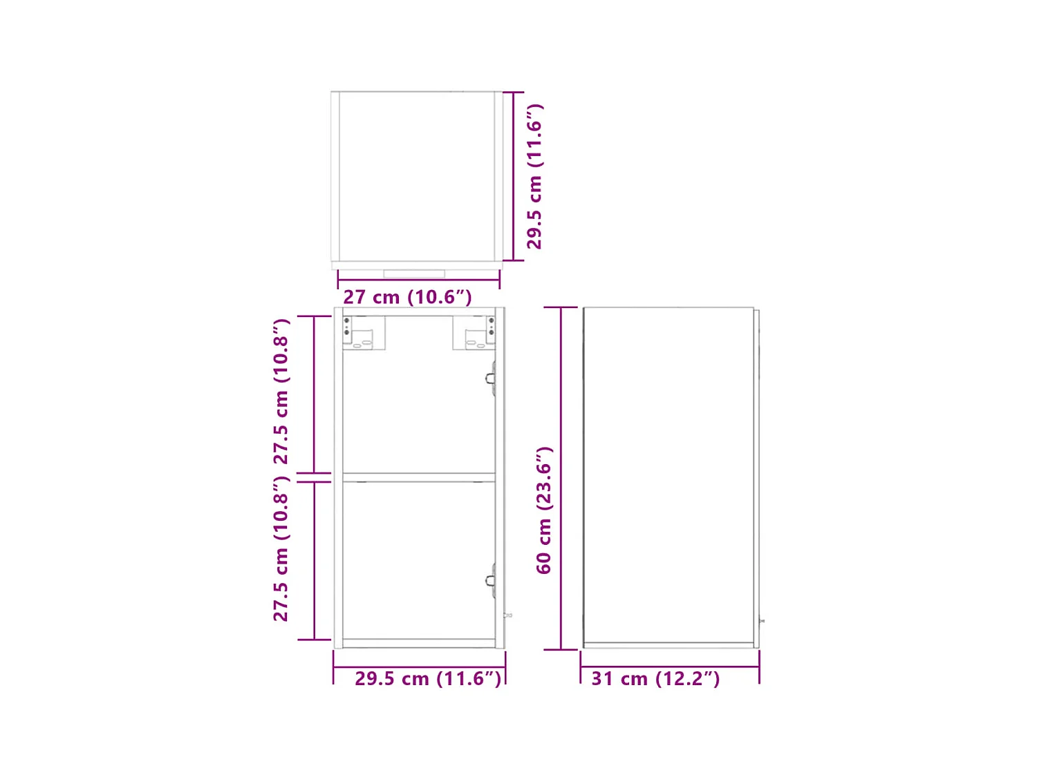 Armario colgante "Lyon" roble Sonoma 29,5x31x60 cm madera de ingeniería